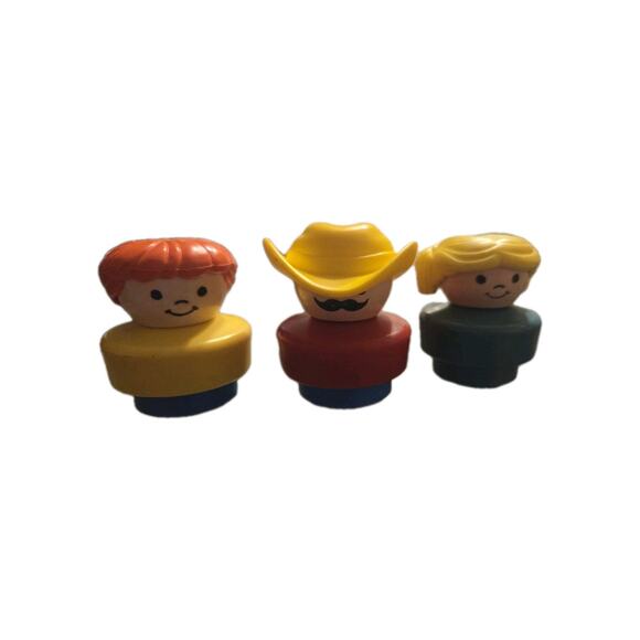 Vintage Fisher Price Little People Cowboy Saloon Yellow Hat Chunky Figure 1990 - Picture 1 of 3